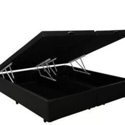 Box Baú Casal Bipartido Nature Elite Corino Preto - 138 x 188 x 42 - Dream