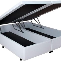 Box Baú Casal Bipartido Nature Elite Corino Branco - 138 x 188 x 42 - Dream