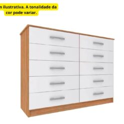 Cômoda com 10 Gavetas Austin CP0104B - Cinamomo/Branco - EVD