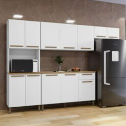 Cozinha Completa Modulada 4 peças 12 portas Cristal Titanium  - Branco - ATM