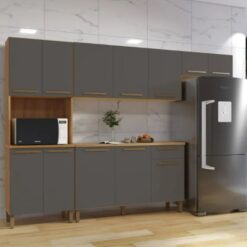 Cozinha Completa Modulada 4 peças 12 portas Cristal Titanium  - Cinamomo/Grafite - ATM