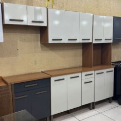 Cozinha Completa Modulada 4 peças 12 portas Cristal Titanium  - Cinamomo/Off White - ATM