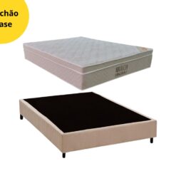 Kit Casal Ortobom - Colchão De Molas SpringPocket Airtech Ortobom + Base Casal Camurça Bege 138 x 188 x 60