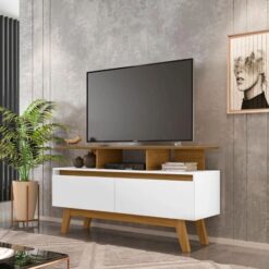 Rack para TV Até 50" Rubi - Cinamomo/Branco - BC