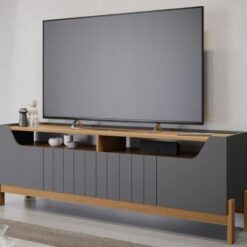 Rack Bancada para TV até 70 polegadas Moema - Grafite/Nature - PMB