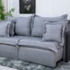 Sofá-Cama 2 Lugares Linho Lima Com corino 1,80 - A59 Cinza