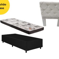 Kit Solteiro - Colchão Solteiro INN Espuma D20 + Base Solteiro Corino preto Dream + Cabeceira Prime Bege - 88x188x50