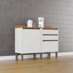 Balcão com tampo 2 portas 2 gavetas Pérola - Branco - Sallêto