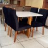 Conjunto Mesa de Jantar Quadrada Tais 95 x 95 Com 4 Cadeiras Lisboa/Preto - Cinamomo/Off White