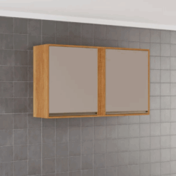 Armário Aéreo de parede 2 portas Pérola 120cm - Cinamomo/Off White - Sallêto