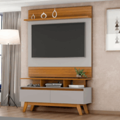Conjunto Home - Painel e Rack para TV até 55" Rubi - Naturalle/Off White - BC
