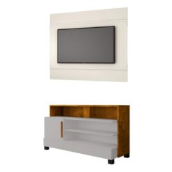 Conjunto Home - Painel e Rack para TV até 42" Pipa - Naturalle/Off White - BC