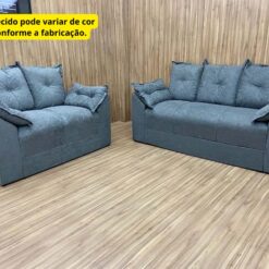 Conjunto de Sofá 2 e 3 Lugares Paris - Cinza - Alpoim Estofados