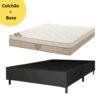 Kit Casal - Colchão Molas Nanolastic Elegant Ortobom + Base Box inteiro Corino Preto Dream - 138 x 188 x 65
