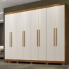 Guarda-roupa Casal 8 portas 4 gavetas Premium Com Pés - Cinamomo/Off White - BNT
