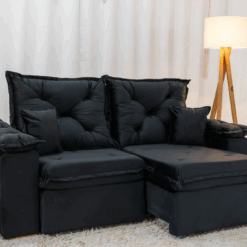 Sofá Retrátil e Reclinável 3 Lugares Porto Madri 2,00 - Veludo Preto