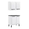 Kit Cozinha 2 peças New Premium com 4 portas -  Armário Aéreo 2 Portas e Balcão - Branco - Itatiaia