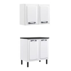 Kit Cozinha 2 peças New Premium com 4 portas -  Armário Aéreo 2 Portas e Balcão - Branco - Itatiaia