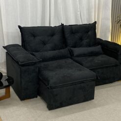 Sofá Retrátil e Reclinável 3 Lugares Athenas Premium 2,00 - Preto 601 - Alpoim Estofados