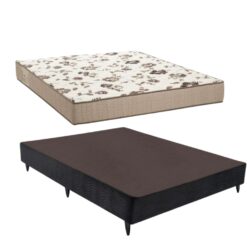 Kit Casal Ortobom - Colchão Physical Mega Resistente + Base Casal Camurça Preto 138 x 188 x 52