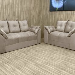 Conjunto de Sofá 2 e 3 Lugares Paris - Bege 607 - Alpoim Estofados