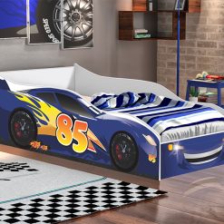 Cama Juvenil Adesivada Carro - Azul - Gabrielli Móveis