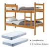 Cama Beliche Solteiro Porto - Nature - Gabrielli + 02 Colchão Solteiro Querubin Liso D20 -88 x 188 x 12 - Anjos Colchões