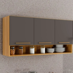 Armário Aéreo 3 portas New Cristal - Cinamomo/Grafite - ATM