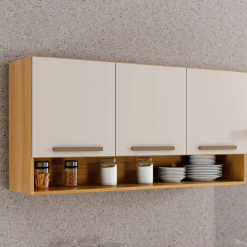 Armário Aéreo 3 portas New Cristal - Cinamomo/Off White - ATM