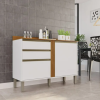 Balcão com tampo 2 portas 2 gavetas Pérola - Branco/Cinamomo - Sallêto
