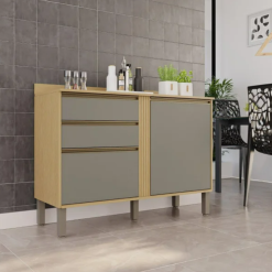 Balcão com tampo 2 portas 2 gavetas Pérola - Jequitibá/Granizo - Sallêto