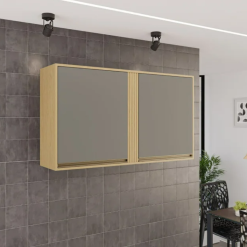 Armário Aéreo de parede 2 portas Pérola 120cm - Jequitibá/Granizo - Sallêto