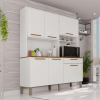 Kit Cozinha Compacto 6 Portas 1 Gaveta Siena Premium - Branco/Cinamomo - Sallêto