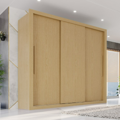 Guarda-Roupa Casal Sem Espelho e sem pés 3 Portas de Correr Linhares Flex - Jequitibá - Sallêto