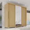 Guarda-Roupa Casal Panamá 3 Portas de Correr com pés 1 Espelho Flex - Jequitibá - Sallêto