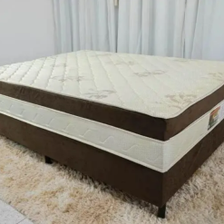 Cama Box Conjugado Casal Acoplado Sonho Bom - Suede Marrom - 138 x 188 x  - NS