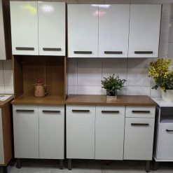 Cozinha Modulada 3 peças 10 portas Cristal Titanium  - Cinamomo/Off White - ATM