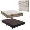 Kit Casal - Colchão Casal Pro Vida SuperPocket + Base Casal Camurça Preto + Cabeceira Barcelona Areia 138 x 188 x 60