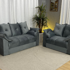 Conjunto de Sofá 2 e 3 Lugares Paris - Cinza 502 - Alpoim Estofados