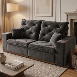 Sofá Retrátil e Reclinável 4 Lugares Majestoso MJ126 2,20 - Cinza