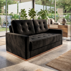 Sofá 2 Lugares living Austria 1,70m - Preto