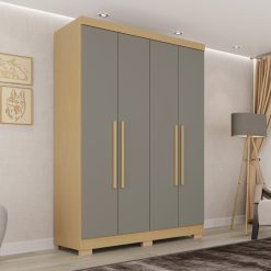 Guarda-Roupa Solteiro 4 Portas Recife - Jequitibá/granizo - Sallêto