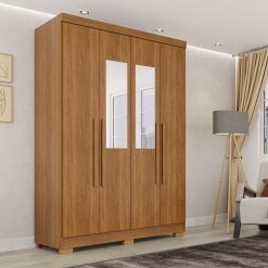 Guarda-Roupa Solteiro 4 Portas Com espelho Recife - Cinamomo - Sallêto