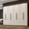 Guarda-roupa Casal 8 portas 4 gavetas Premium Sem Pés - Cinamomo/Off White - BNT