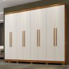 Guarda-roupa Casal 8 portas 4 gavetas Premium Com Pés - Cinamomo/Off White - BNT