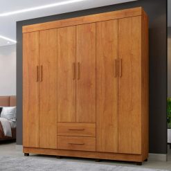 Guarda-roupa Casal 6 portas e 2 gavetas Com pés Copacabana - Cinamomo - BNT