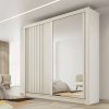 Guarda-roupa Casal 2 portas de correr 1 espelho Lugano - Off White - Made