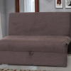 Sofá-Cama Sem Braço Malú - Linho Marrom Escuro - Matrix