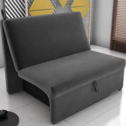 Sofá-Cama Sem Braço Malú - Veludinho Cinza Escuro - Matrix