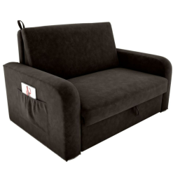 Sofá-Cama com baú 2 Lugares Daiane - Linho Marrom Escuro - Matrix